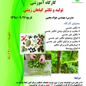 تولید و تکثیر گیاهان زینتی (تاریخ برگزاری: ۱۳۹۸/۰۹/۲۶)